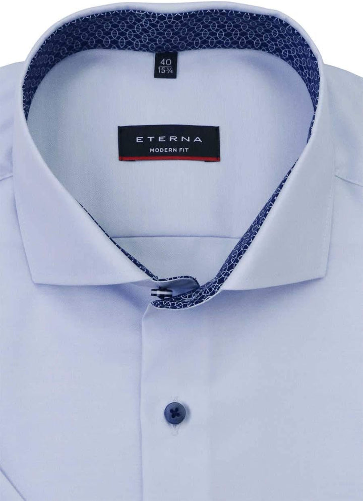 eterna Modern Fit Hemd Halbarm Haifischkragen Cool Shirt Aqua Grösse 45