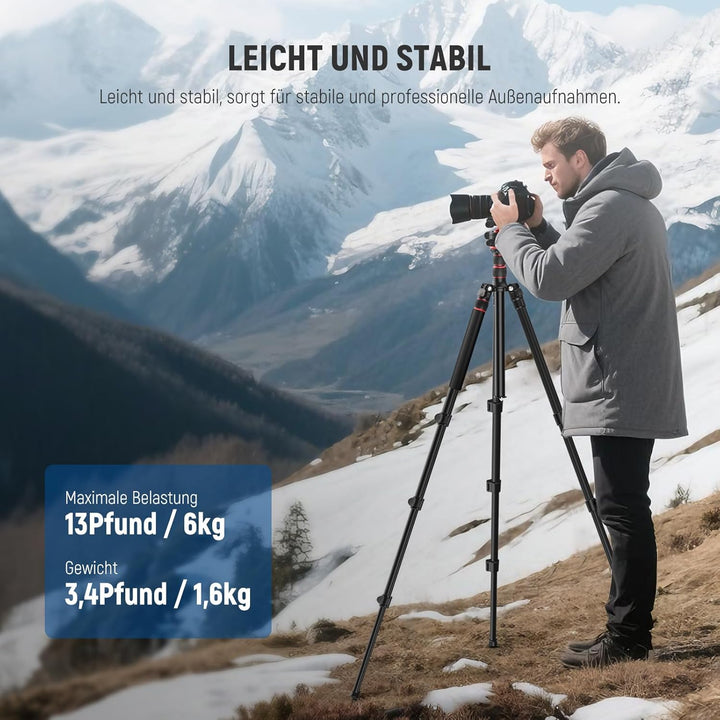 NEEWER BASICS 77" Kamerastativ Einbeinstativ mit 360° Kugelkopf & Arca QR Platte, kompaktes, leichte