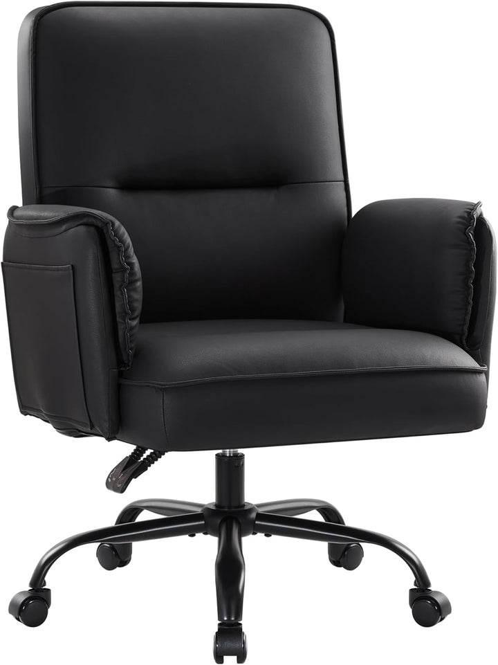 IWMH Bürostuhl, PU Leder Ergonomischer Schreibtischstuhl, Verdickte Kissen Breiten Sitz Chefsessel m