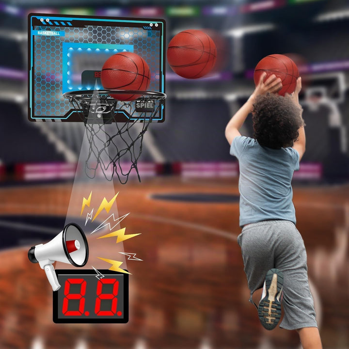 Basketballkorb Indoor Kinder, Led-Licht Mini Basketballkorb fürs Zimmer Mit 3 Bällen &amp; Elektronische