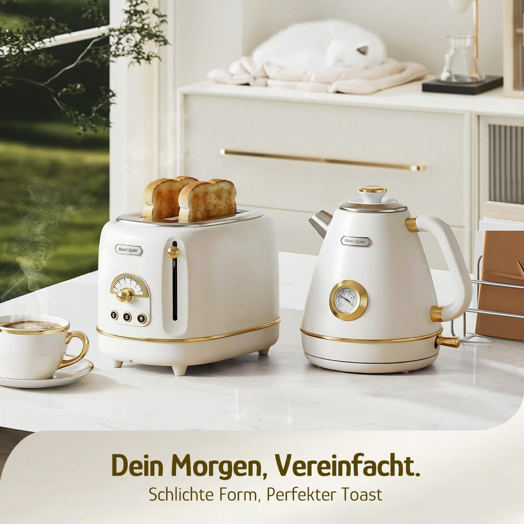 Hazel Quinn 2-Scheiben Retro-Toaster, 6 Bräunungsstufen, 3 Funktionen: Auftauen/Erwärmen/Abbrechen,