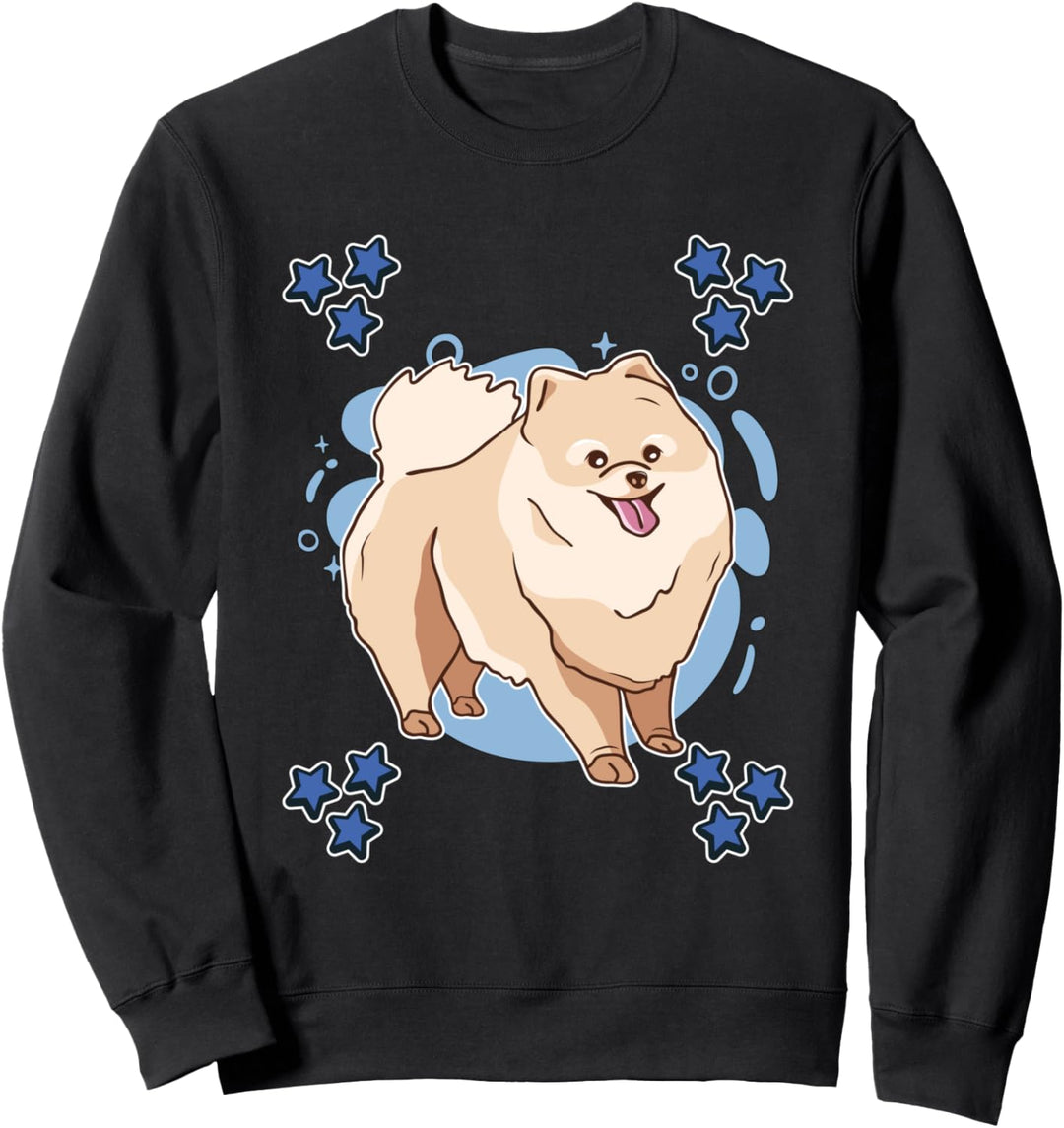 Herren Zwergspitz Zeichnung Sterne Jungen Zwergspitz Sweatshirt