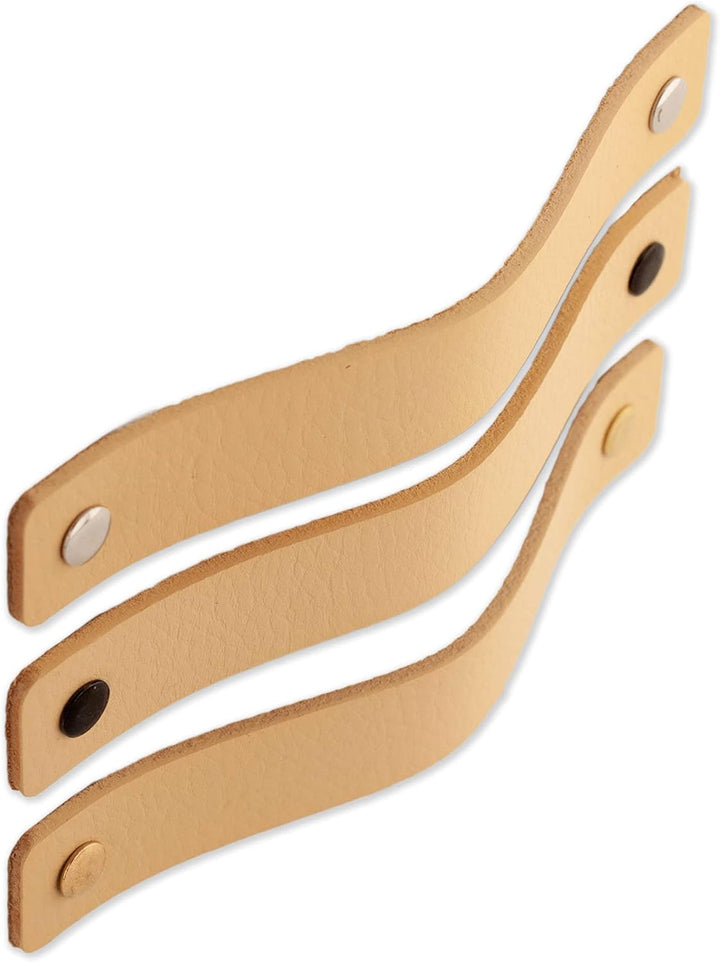 Brute Strength - Ledergriffe für Möbel - Natur - 6 Stück - 16,5 x 2,5 cm - Schrankgriff, Türgriff fü