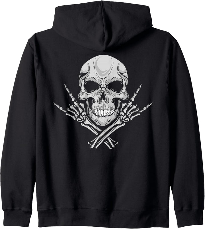 Mano Cornuta - cooler Musik Totenkopf Rocker Gruss Totenkopf Kapuzenjacke