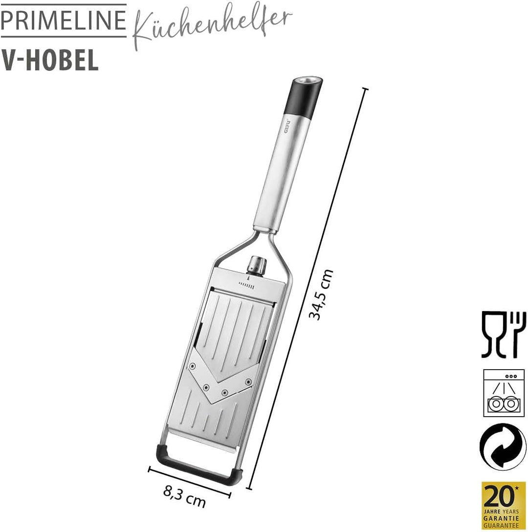 GEFU V‑Hobel PRIMELINE | Stufenlos einstellbar 0–5mm | Ultrascharfe V‑Klinge | Antirutschfüsse & Auf