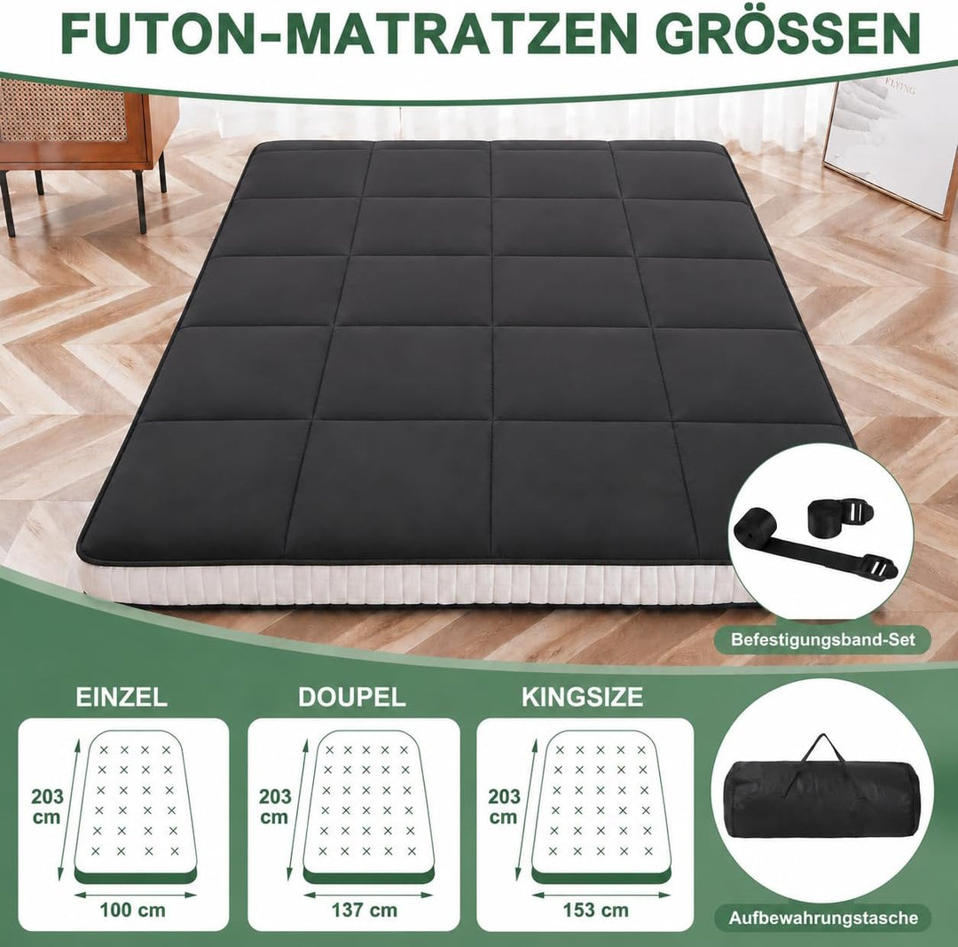 Futon Matratze 153x203cm Klappmatratze - 10cm dick Japanische Klappmatratze, Futon Gästebett, Bodenm