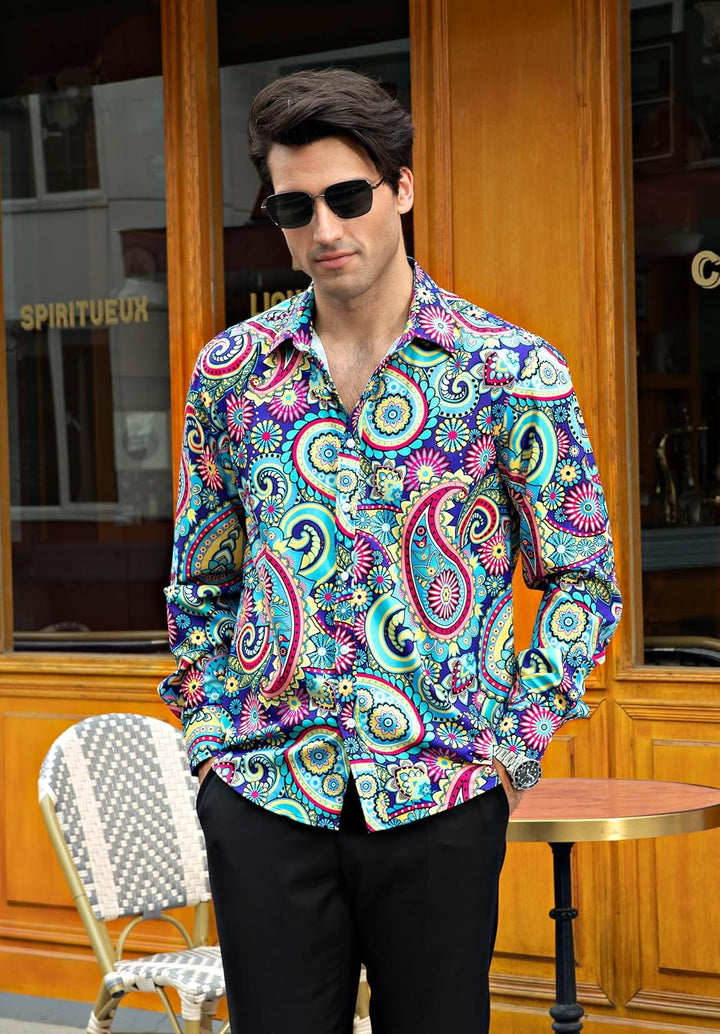 HISDERN Weihnachtshemden für Herren, langärmelig, Button-Down-Shirt, Urlaub, lustige Weihnachts-Shir