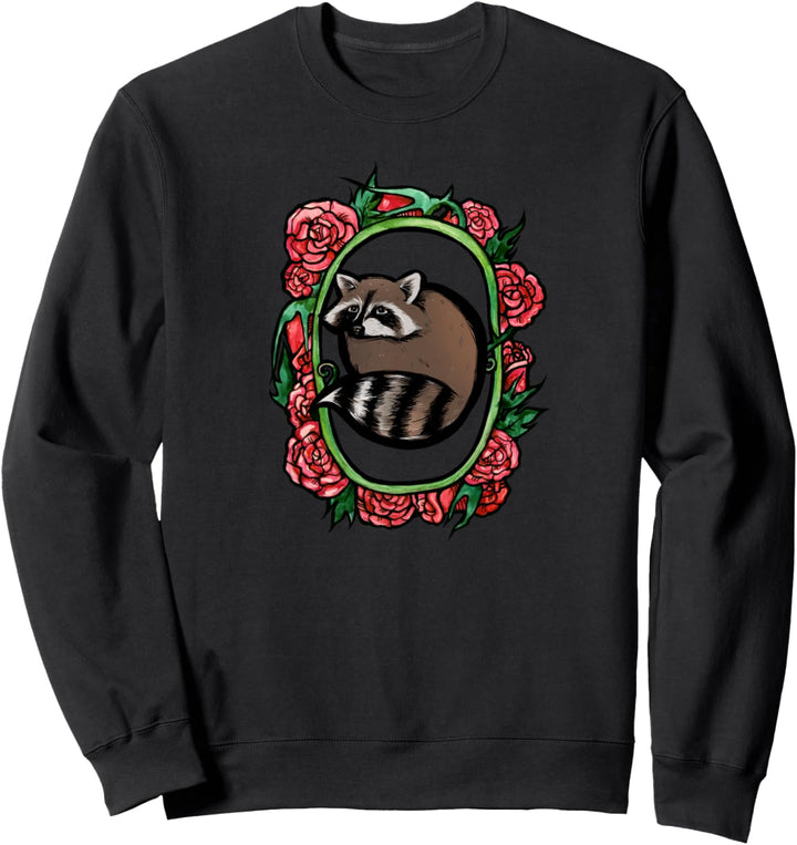 Cute Raccoon Flower Niedliche Waschbär-Blumen-Kunst-Spass Sweatshirt