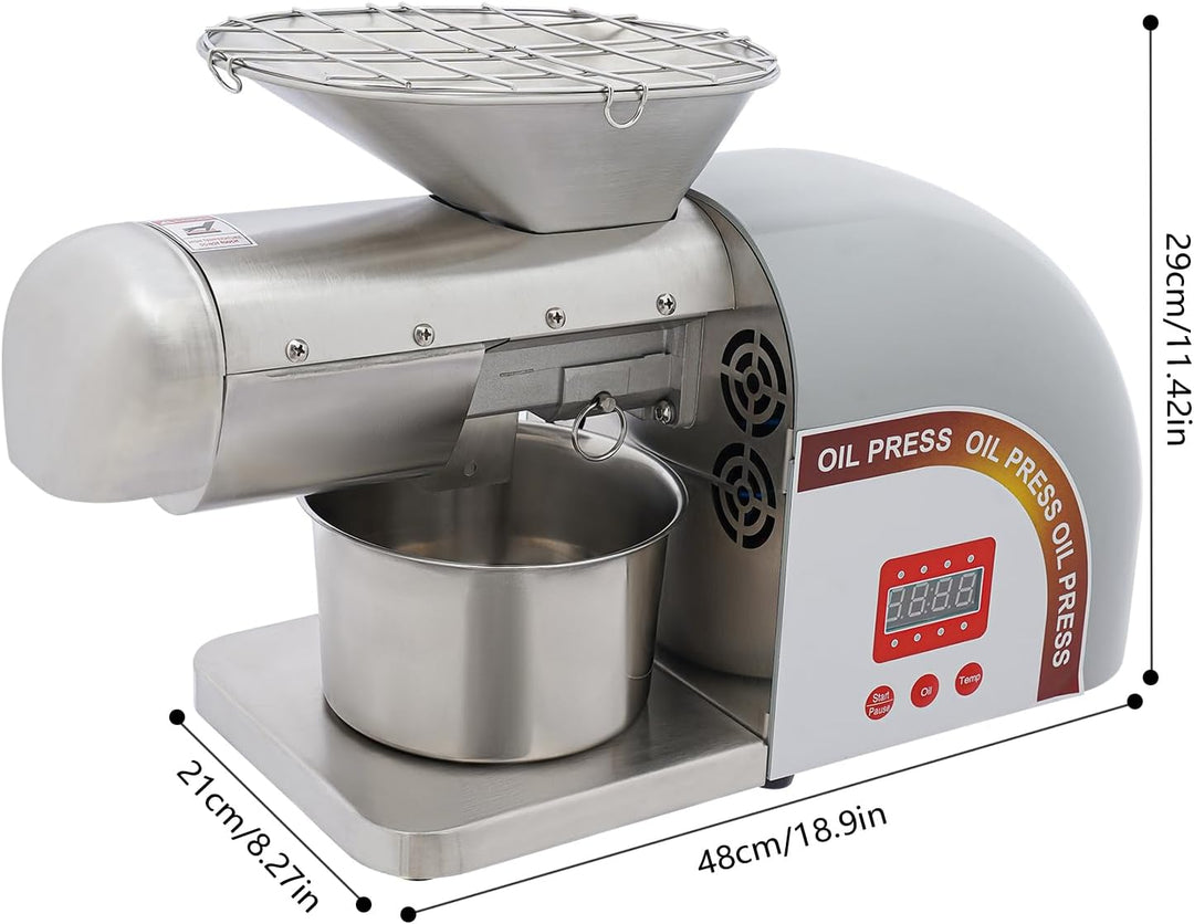 1800W ölpresse, 0-300°C Temperatur Einstellbar, 5kg/h Arbeitsgeschwindigkeit, Mit ölkanister Und Sie