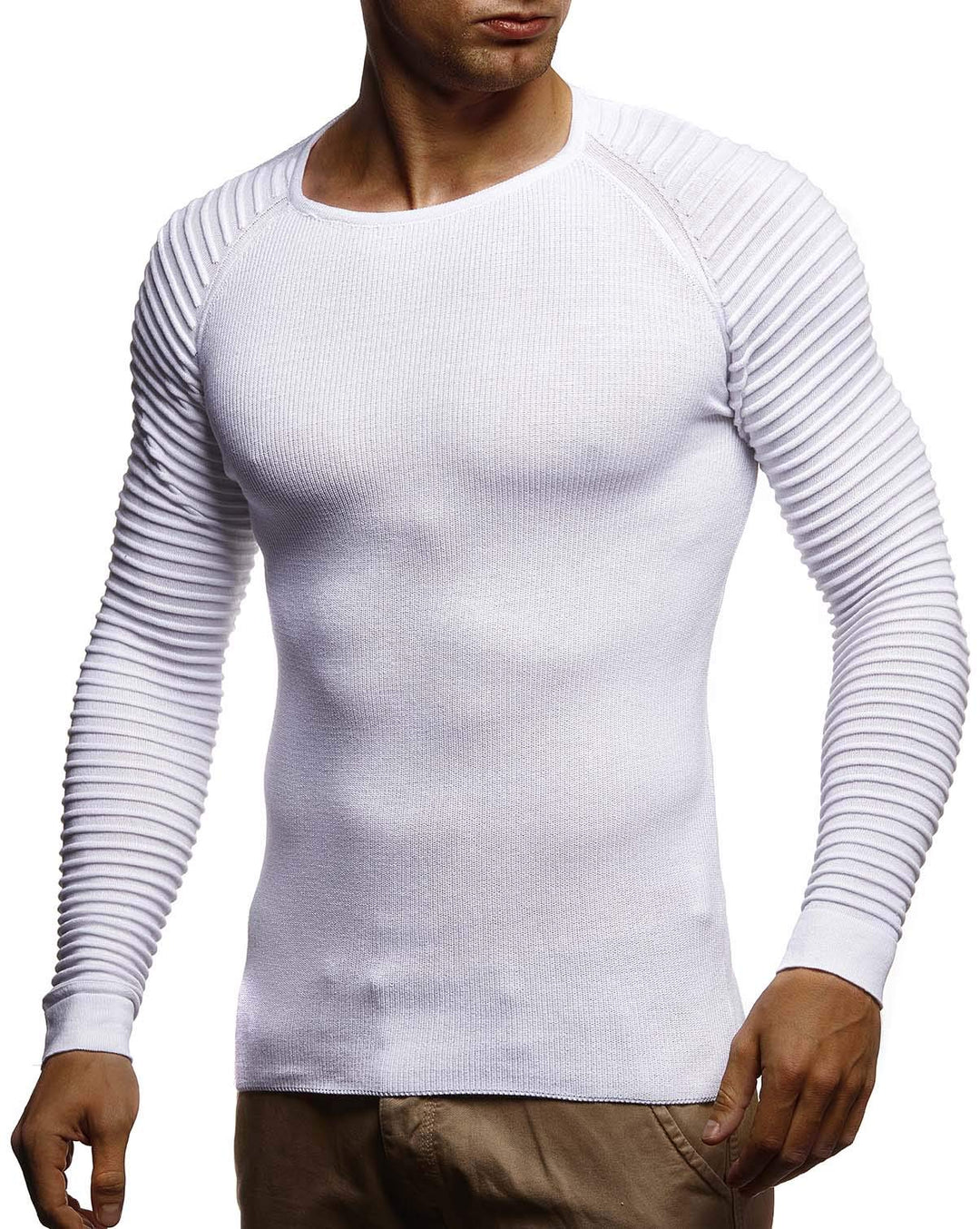 LEIF NELSON Herren Strickpullover Basic Rundhals Crew Neck Sweatshirt Langarm Sweater Feinstrick LN2