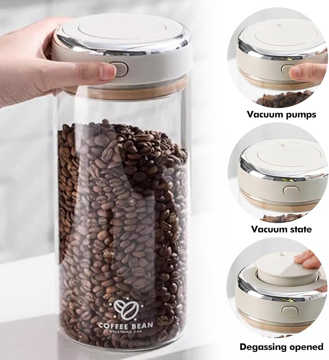 PRITOK Kaffeedose Luftdicht: 1700ml Kaffeedose mit Auslassventil und Datumsanzeige, Vakuum Kaffee Do