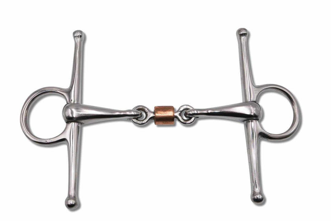 AMKA Knebeltrense Schenkeltrense doppelt gebrochen mit Kupferrolle Edelstahl Stärke 15 mm Ringe 45 m