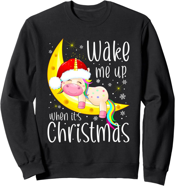 Weck mich auf zu Weihnachten Kinder Geschenk Süsses Einhorn Sweatshirt