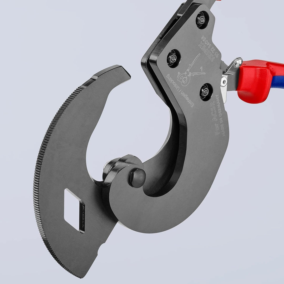 Knipex ACSR Freileitungsschneider (Ratschenprinzip) für Freileitungsseile mit Stahlkern brüniert, mi