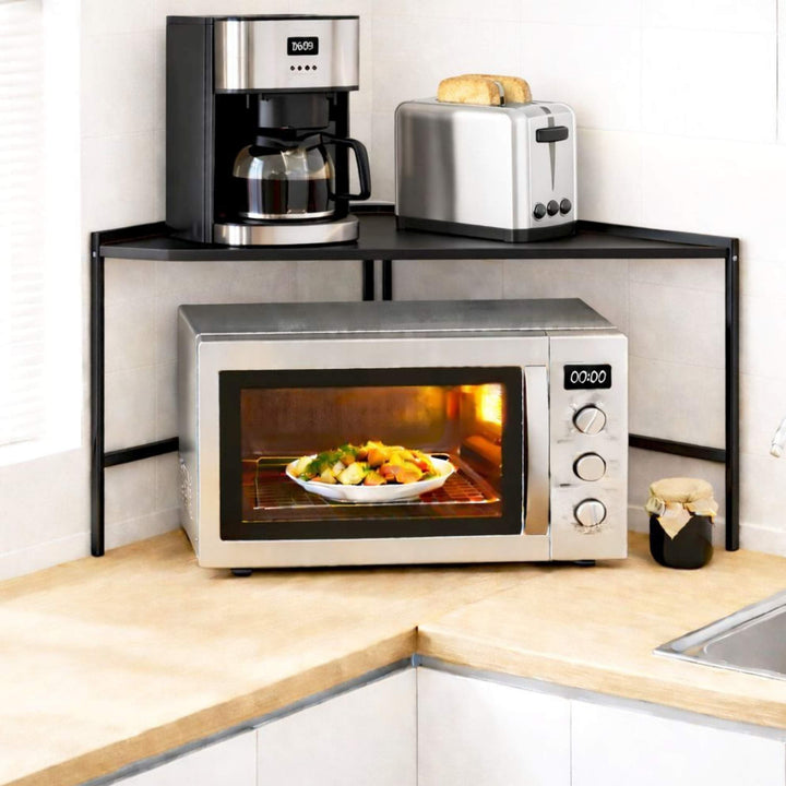 DanDiBo Eckregal Küche Arbeitsplatte Küchenregal 72x72 cm Mikrowellenregal Schwarz 2 Stufig 96688 Mi