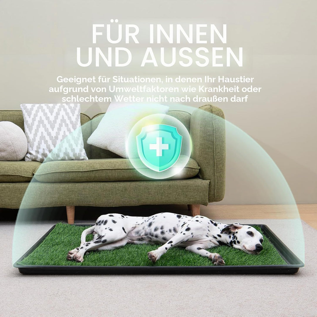 MEEXPAWS Grosse Hundetoilette aus Kunstrasen mit Tablett | 85×59 cm|2 Robustes Gras-Ersatzset| Schne