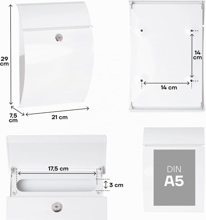 ARREGUI Galan E5961 Briefkasten aus Verzinktem Stahl | Grösse S (DIN A5 Post) | Kleiner Wandbriefkas