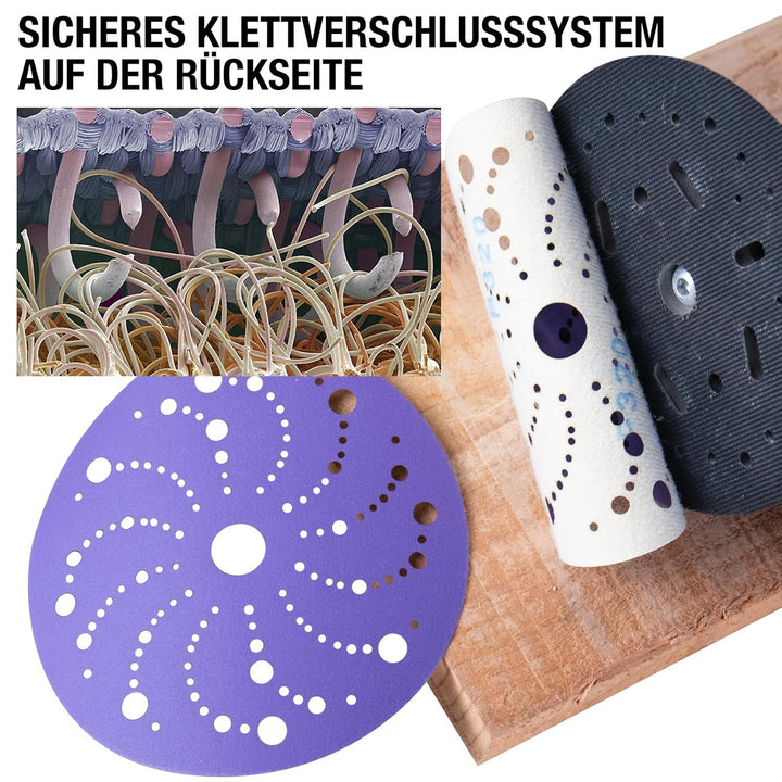 Schleifscheiben 150mm Klett 40 Körnung Keramik Schleifpapier Blau Poröses Schleifscheiben, Exzenters