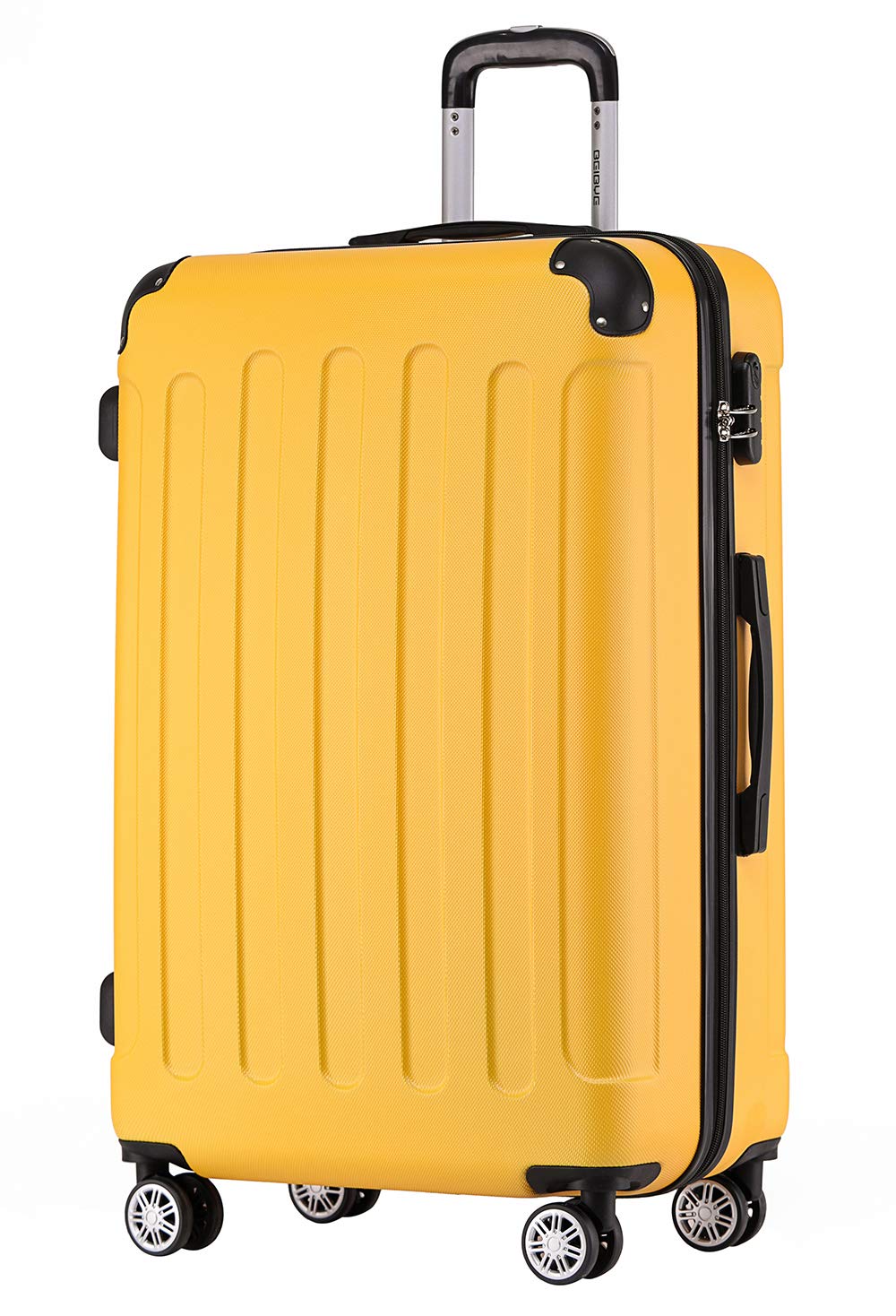 BEIBYE Hartschalen-Koffer Trolley Rollkoffer Reisekoffer Handgepäck 4 Rollen (M-L-XL-Set) (Yellow, L