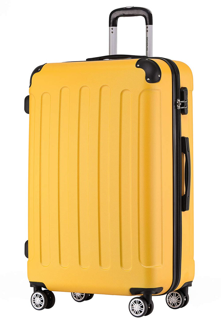 BEIBYE Hartschalen-Koffer Trolley Rollkoffer Reisekoffer Handgepäck 4 Rollen (M-L-XL-Set) (Yellow, L