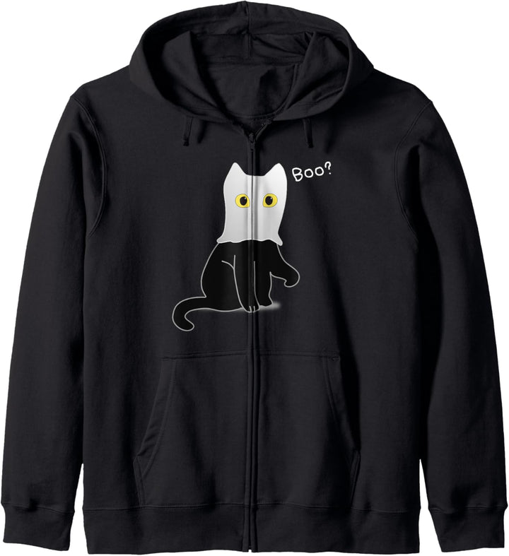 Schwarze Katze Als Geist Verkleidet, Halloween Katzenmama Kapuzenjacke