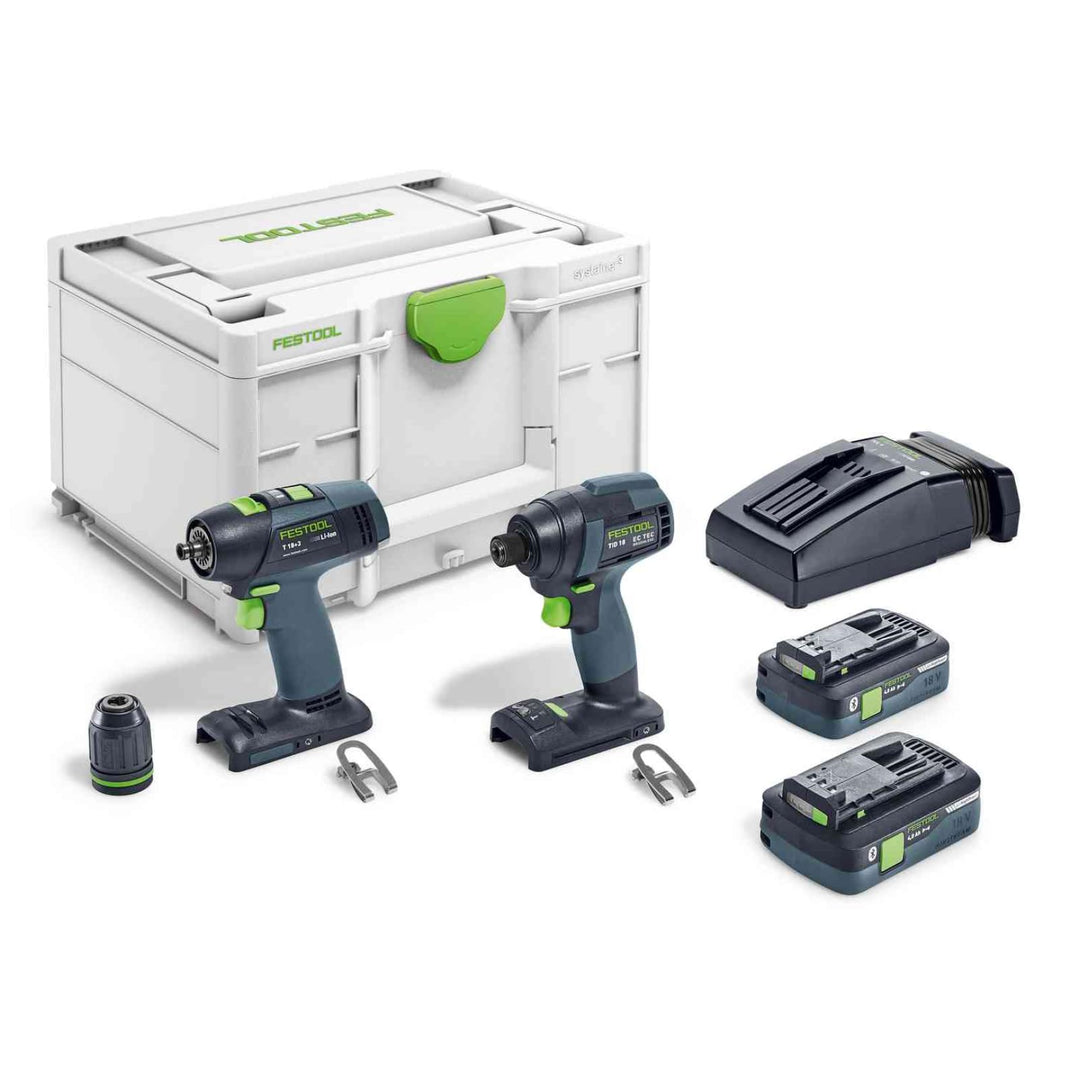 Festool Schrauber- und Bohrer-Set TID 18 HPC 4,0 I-Set T18 (mit TID 18, T 18+3, Akkupacks BP 18 Li 4