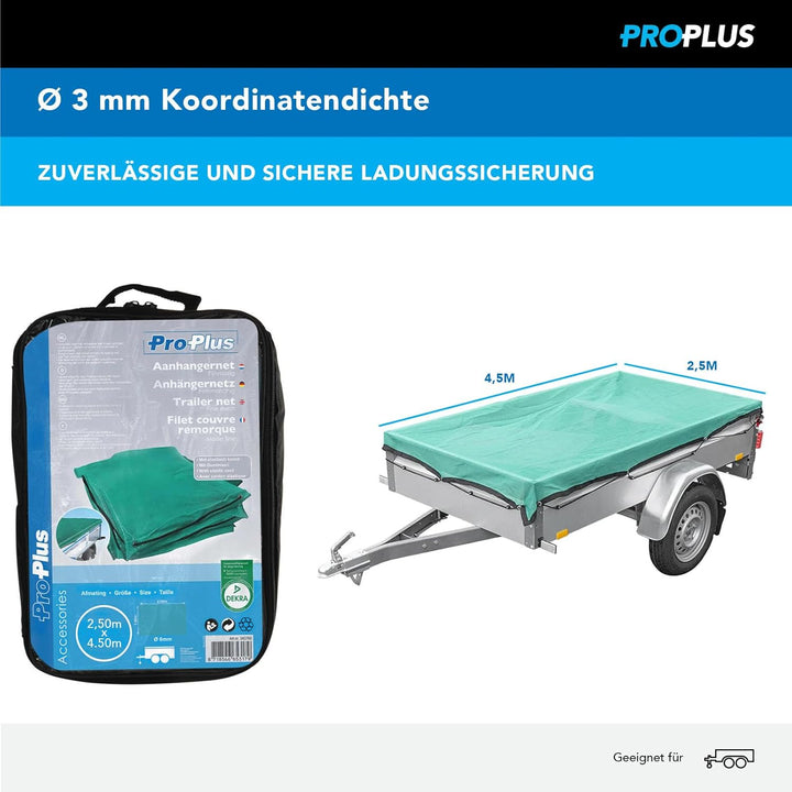 ProPlus Anhängernetz feinmaschig mit Gummiseil (250 x 450 cm)