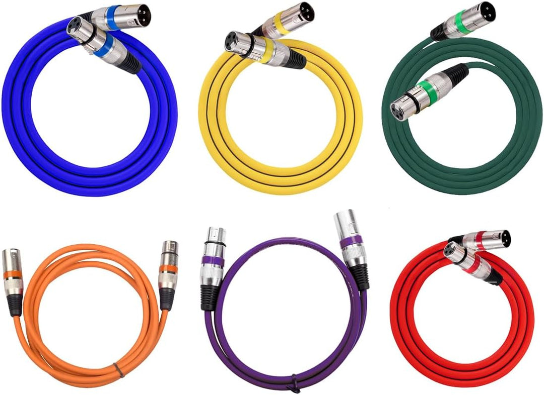 6er-Pack Mikrofonkabel, XLR-Kabel, Mikrofonkabel, Stecker auf Buchse, symmetrisches XLR-Mikrofonkabe
