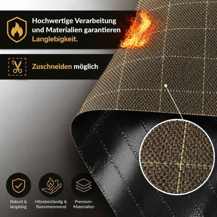FireMat Gold Edition (30x30cm) feuerfeste Unterlage Premium Version – rutschfest - Lapitron / para-A