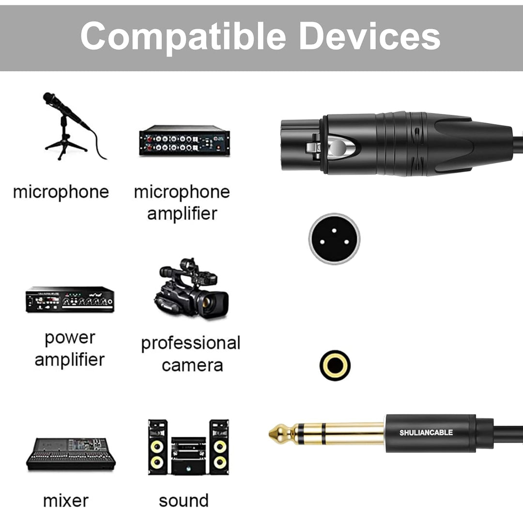 SHULIANCABLE 1/4 Zoll Klinke TRS symmetrisch auf XLR Buchse Mikrofonkabel, XLR auf 6,35 mm Stecker T