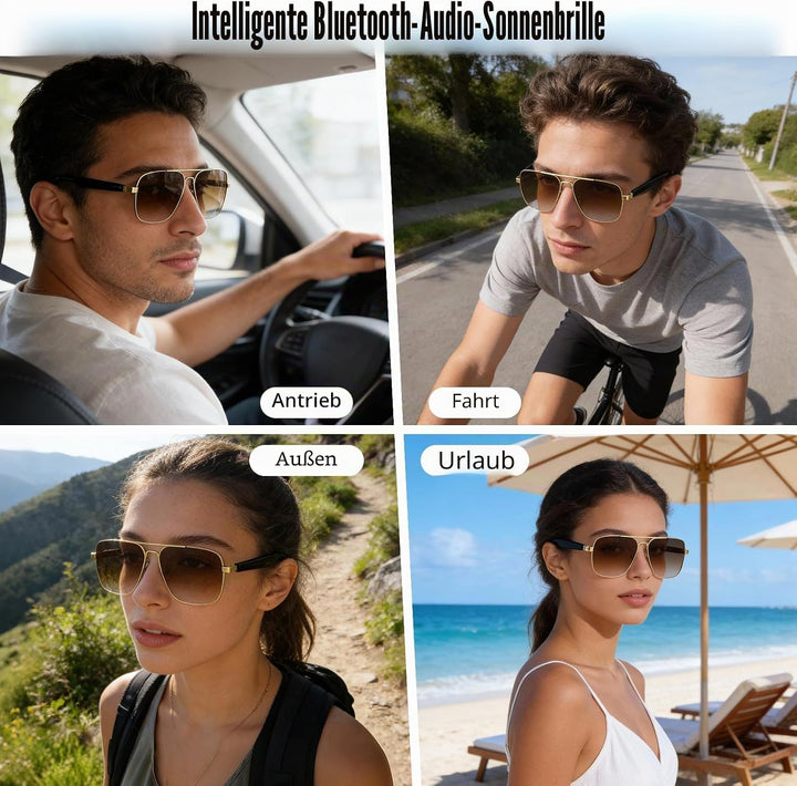 Bluetooth Audio Sonnenbrille mit UV400 Polarisationsgläsern, Open-Ear-Lautsprechern &amp; Mikrofon,Smart