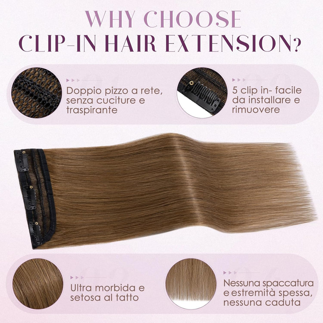 UK-Fashion-Shop Extensions Echthaar Clip In Remy Echthaar Haarverlängerungen Glatt 1 Tressen 5 Clips
