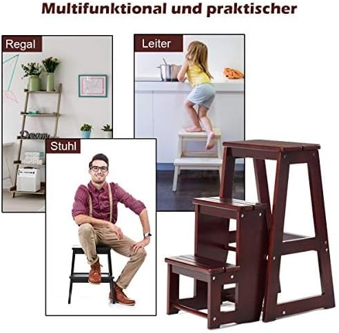 FANTASK Tritthocker 3 Stufen, Leiterstuhl Trittstuhl klappbar, Hockerleiter bis 150 kg, 66 cm hoch 3