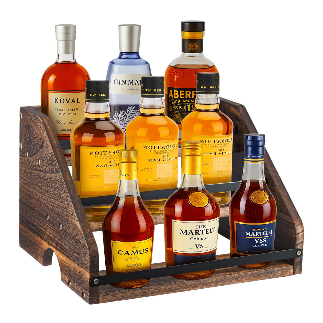 Spirituosenregal, 3-stufig, aus Holz, auch als Kaffeesirup-Regal oder Weinregal geeignet, ideal für
