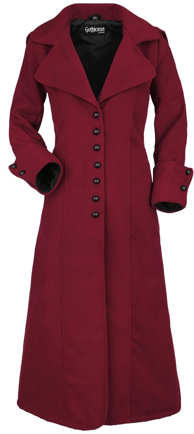 Gothicana by EMP Damen violetter Mantel mit grosser Kapuze M Rot, M Rot