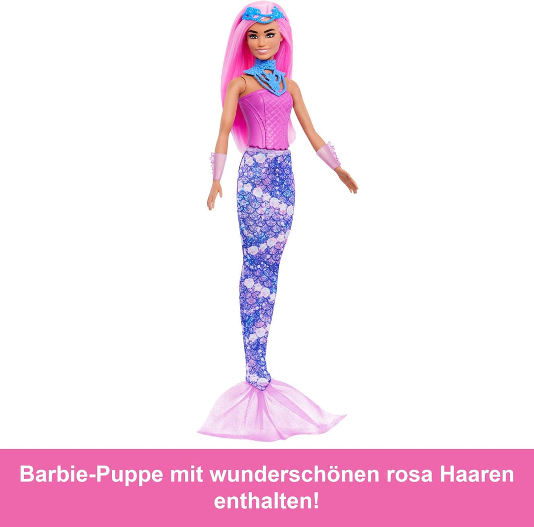 Barbie-Adventskalender mit Puppe und 24 Überraschungs-Accessoires mit Einhorn und Tieren, die Modepu