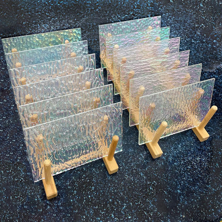 LITMIND 12 Blatt schillernde, transparente, strukturierte Buntglas-Sortimentspackung, 10,2 x 15,2 cm