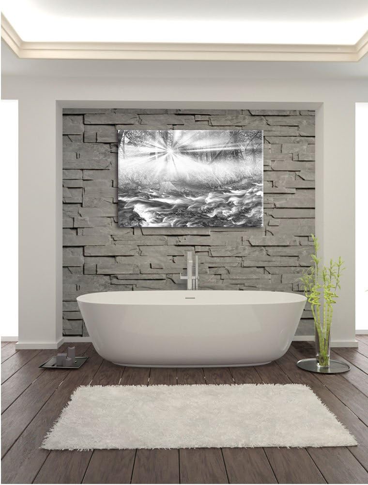 Pixxprint Nebeldickicht im Wald Kunst B&amp;W, Format: 100x70 auf Leinwand, 100x70