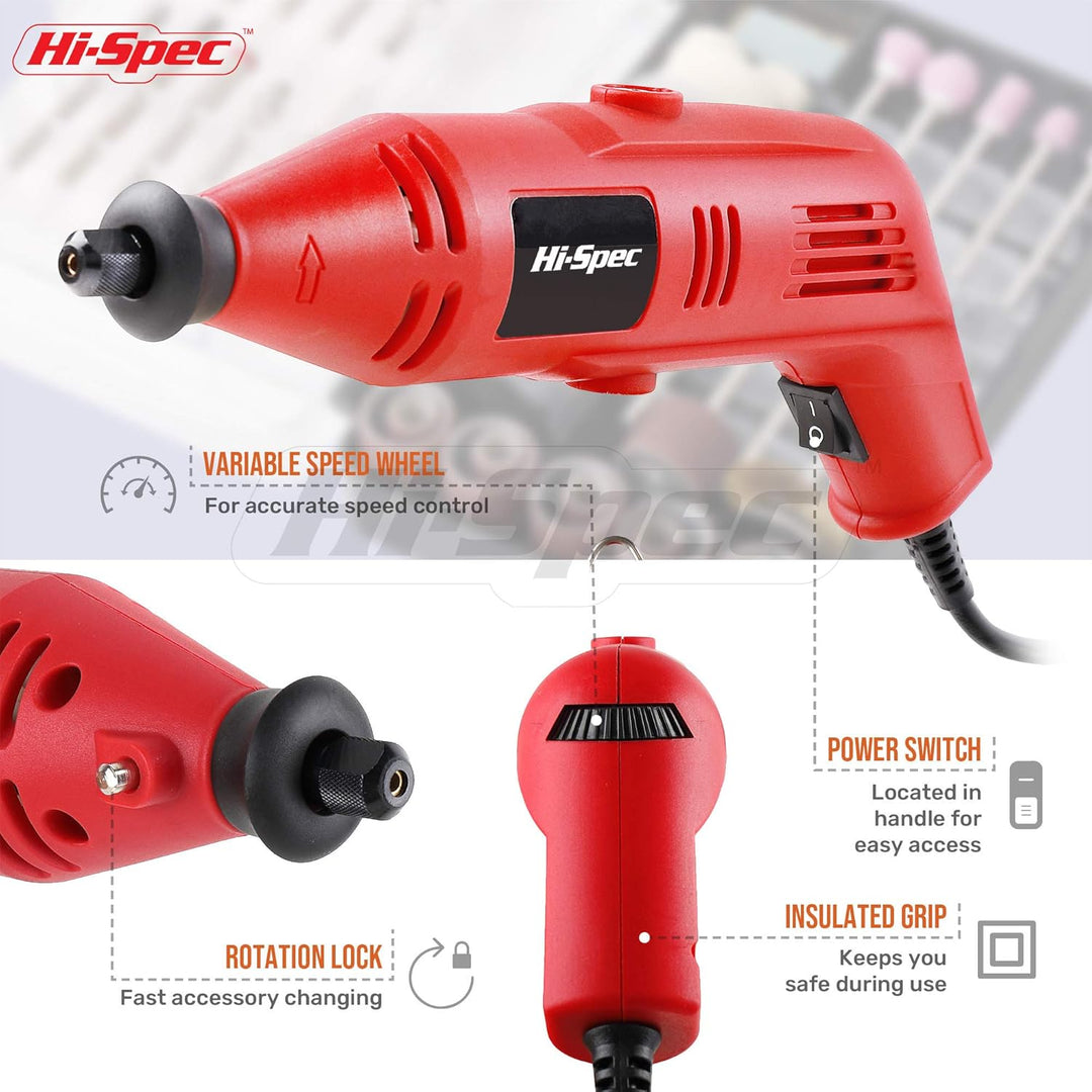 Hi-Spec 130W Hochleistungs-Multifunktionswerkzeug mit variablem Geschwindigkeitsregler, 121-tlg Rota