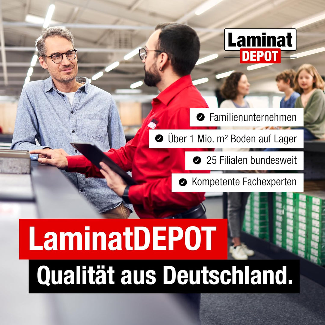 Premium Klick-Laminat-Boden, 2,54 m², inkl. kostenlose Trittschalldämmung & Fussleisten, Stärke 8 mm