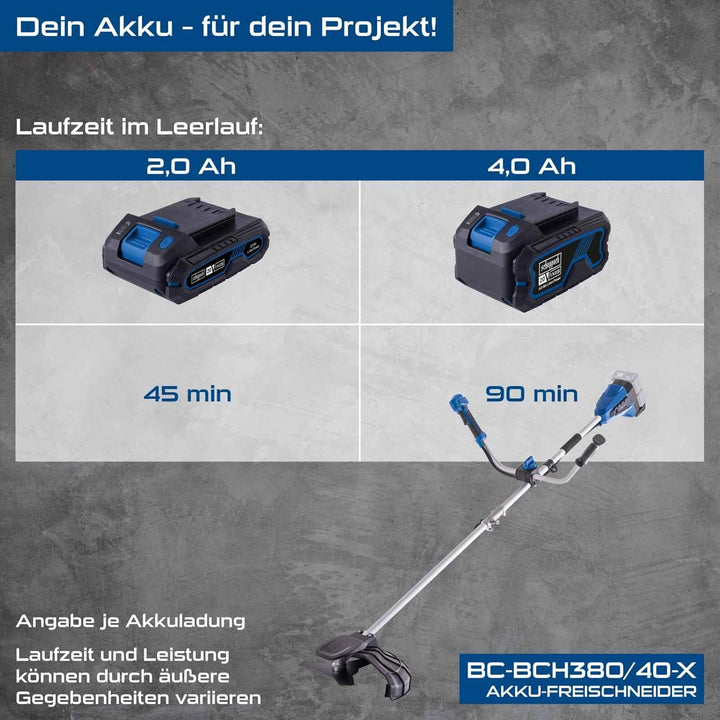 Scheppach Akku Freischneider BC-BCH380/40-X | Schnittbreite Rasentrimmer &amp; Motorsense 380 / 255mm |