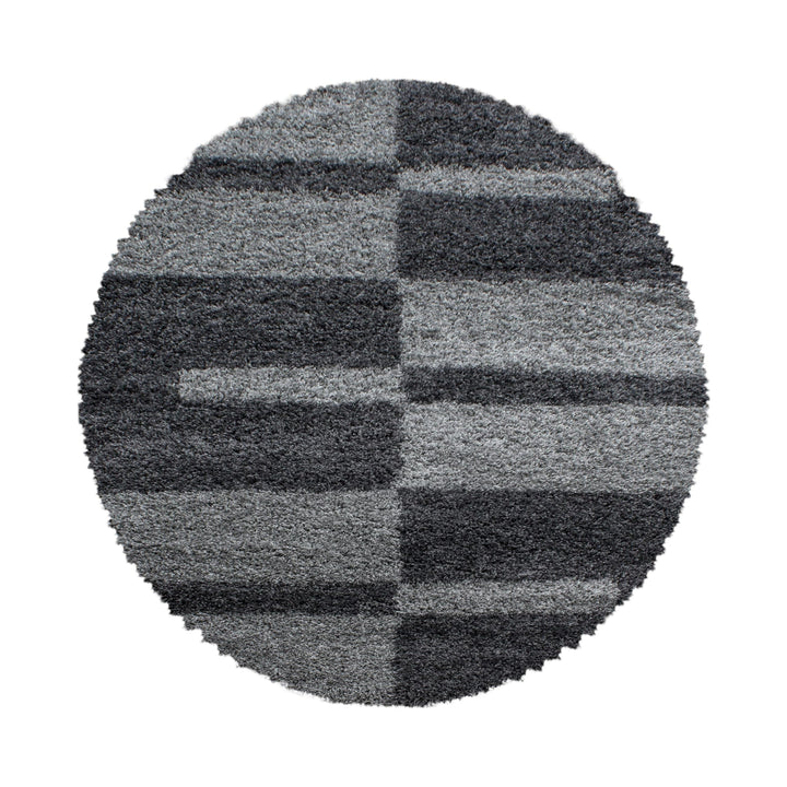 Teppium Kleiner Hochflor Teppich Wohnzimmer 80 cm Rund Grau - Shaggy Flauschiger Teppich, Extra Weic