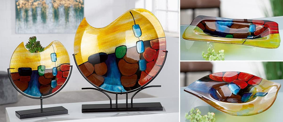GILDE GlasArt Deko Vase Murano rund Glas Mehrfarbig 39932, Höhe 49 cm Höhe 49 cm Mehrfarbig, Höhe 49