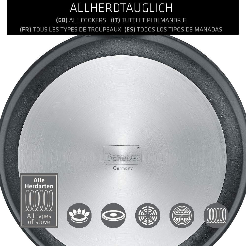 Berndes Topf Vienna 20 cm, allherdtauglich, Kochtopf mit 3-lagiger Antihaftversiegelung, Glasdeckel,