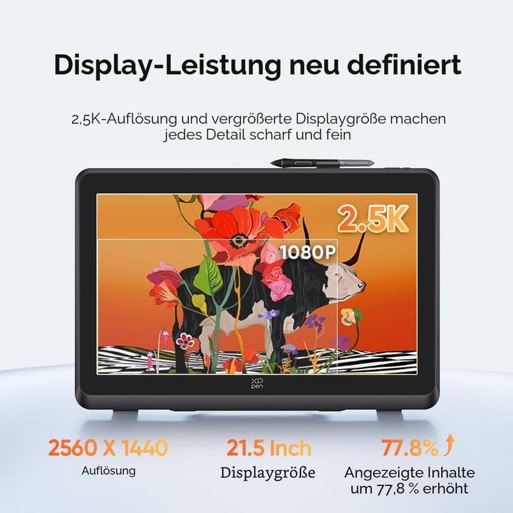 XPPen Artist 22 Pro (Gen 2) Grafiktablett mit 2,5 K QHD-Bildschirm, 54,8 cm (21,5 Zoll) Zeichnungsdi