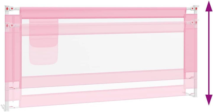 Kleinkind-Bettschutzgitter Rosa aus Stoff 200x25 cm, höhenverstellbar, klappbar mit Rausfallschutz,