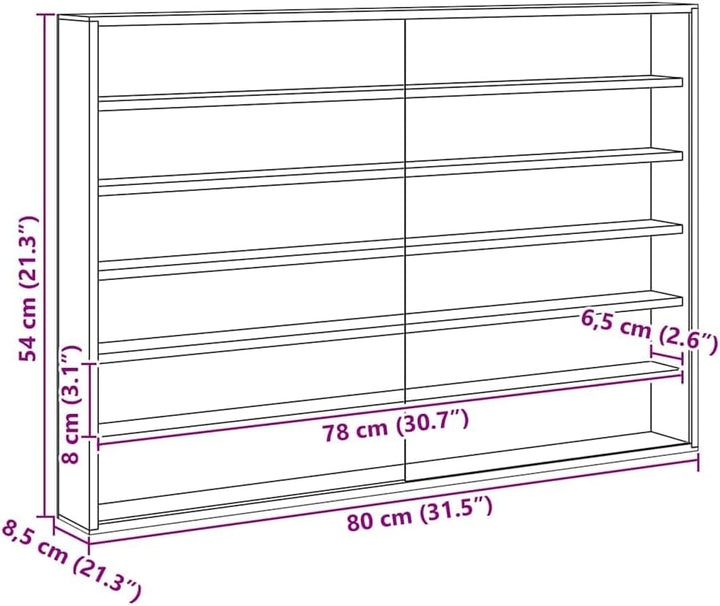 vidaXL Wanddisplay-Case mit Regal Beige 80 x 8,5 x 54 cm Sperrholz, Moderne, rechteckige Wandregal-L