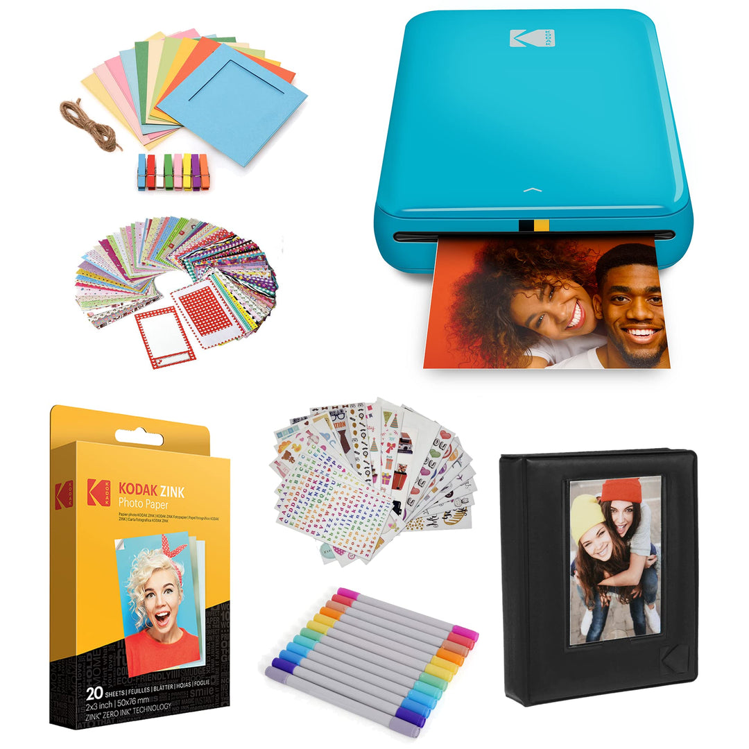 KODAK Step Sofortbilddrucker mit Bluetooth/NFC, Zink-Technologie App für iOS und Android (Blau) Gesc