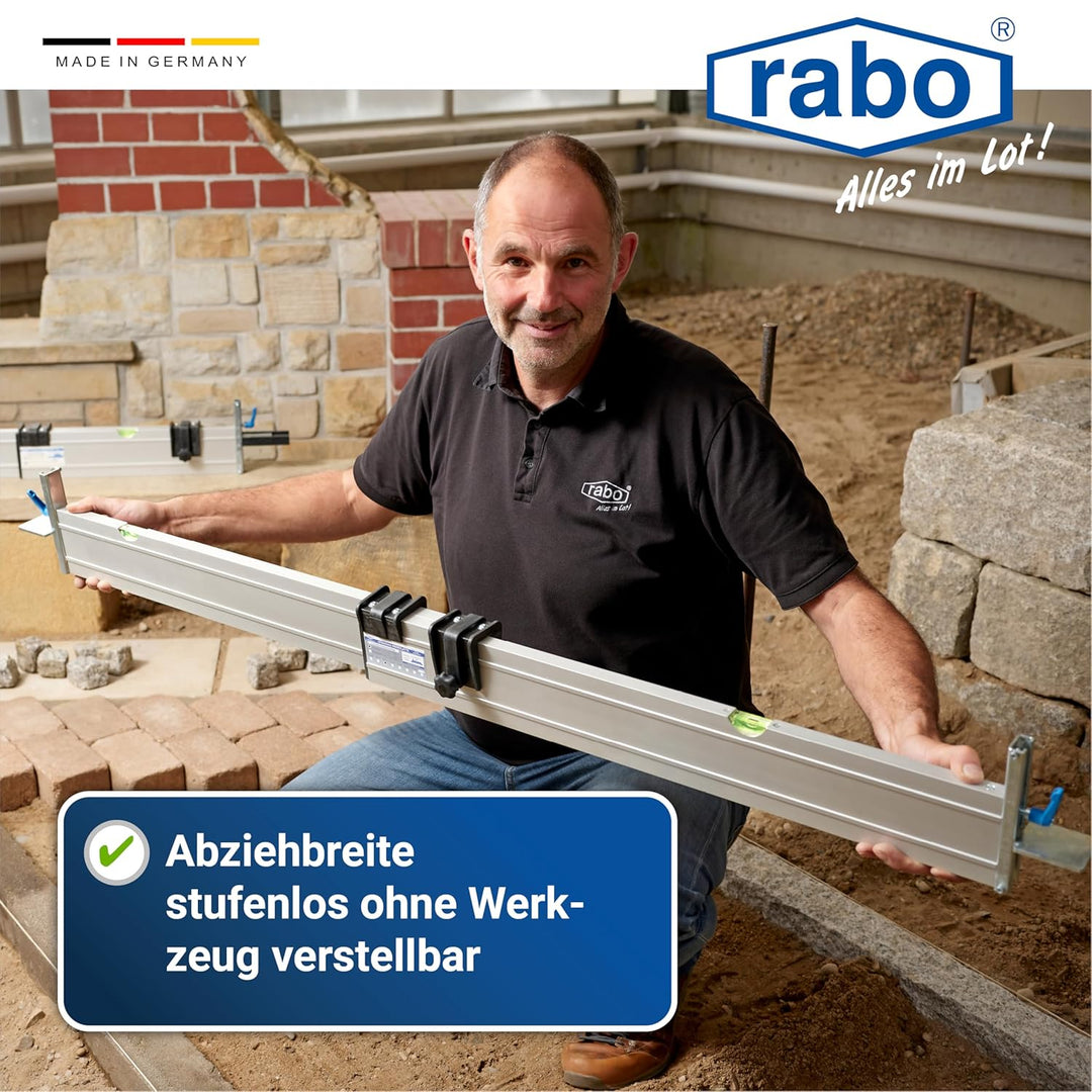 rabo stufenlos verstellbare Abziehschiene, natur eloxiert, Horizontallibelle(n), justierbar, mit 2 v
