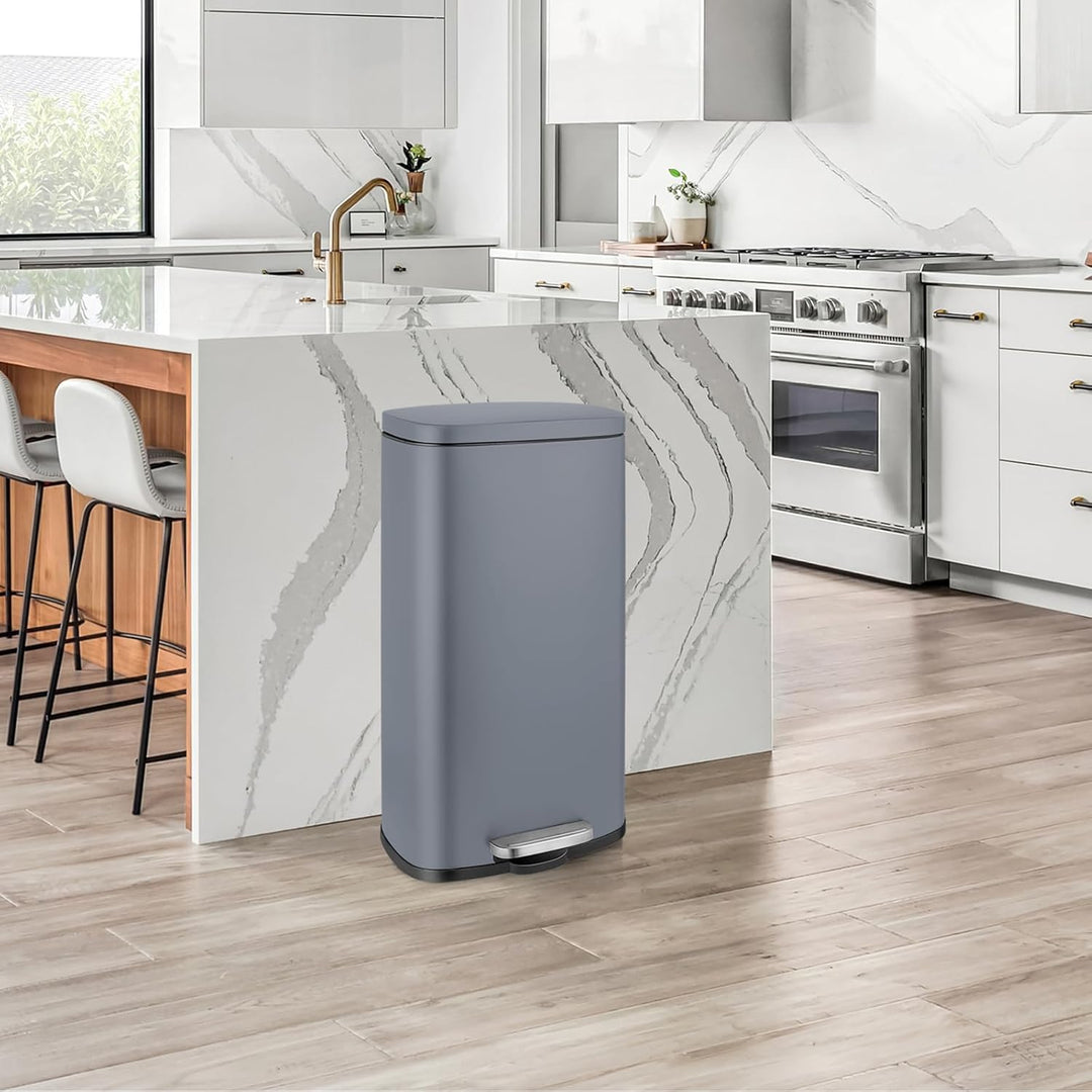 LIFERUN Mülleimer Küche 30l, Abfalleimer mit Deckel, Softclose Treteimer aus Stahl, mit Inneneimer f
